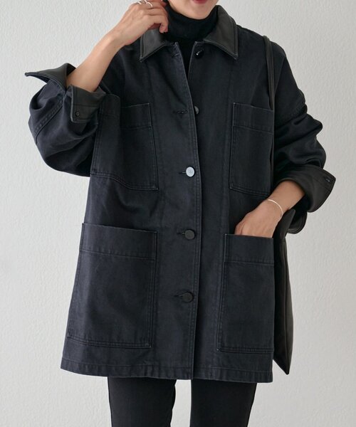 15 quinze》レザーコンビワークジャケット（カバーオール）｜BEARDSLEY