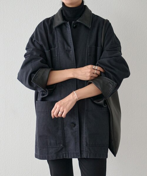 15 quinze》レザーコンビワークジャケット（カバーオール）｜BEARDSLEY