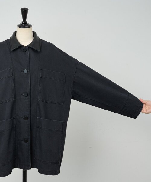 BEARDSLEY(ビアズリー)の「《15 quinze》レザーコンビワークジャケット(カバーオール・レディース・ブラック・FREE)」の13枚目の写真