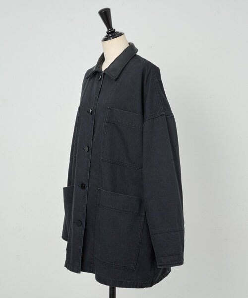 BEARDSLEY(ビアズリー)の「《15 quinze》レザーコンビワークジャケット(カバーオール・レディース・ブラック・FREE)」の14枚目の写真