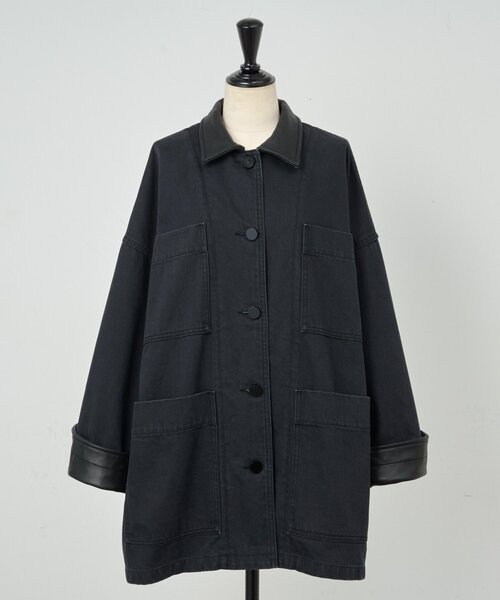 セール】《15 quinze》レザーコンビワークジャケット（カバーオール