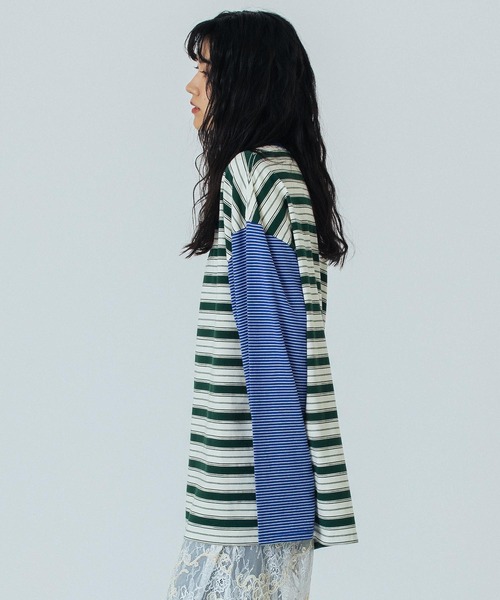 ROSE BUD（ローズバッド）の「(CREOLME)MULTI STRIPE L/S TEE（Tシャツ/カットソー・レディース・ネイビー/ピンク・ONE SIZE）」の4枚目の写真