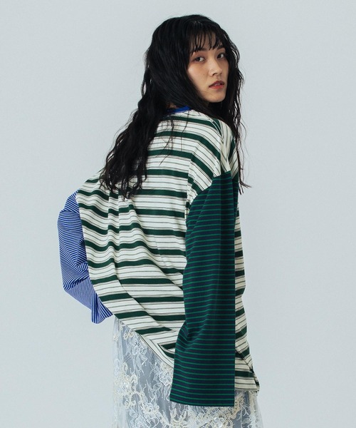 ROSE BUD（ローズバッド）の「(CREOLME)MULTI STRIPE L/S TEE（Tシャツ/カットソー・レディース・ネイビー/ピンク・ONE SIZE）」の5枚目の写真