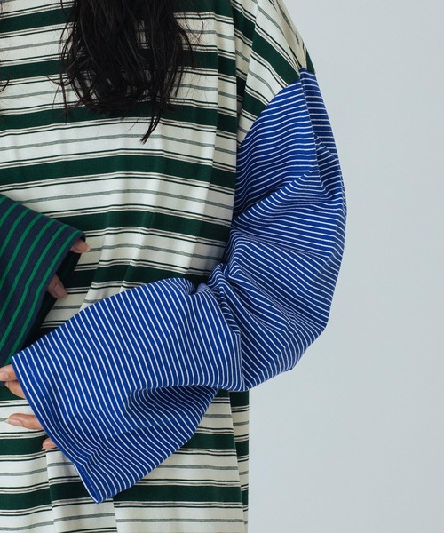 ROSE BUD（ローズバッド）の「(CREOLME)MULTI STRIPE L/S TEE（Tシャツ/カットソー・レディース・ネイビー/ピンク・ONE SIZE）」の7枚目の写真