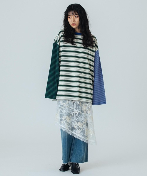 CREOLME)MULTI STRIPE L/S TEE（Tシャツ/カットソー）｜ROSE BUD