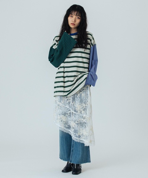 ROSE BUD（ローズバッド）の「(CREOLME)MULTI STRIPE L/S TEE（Tシャツ/カットソー・レディース・ネイビー/ピンク・ONE SIZE）」の11枚目の写真