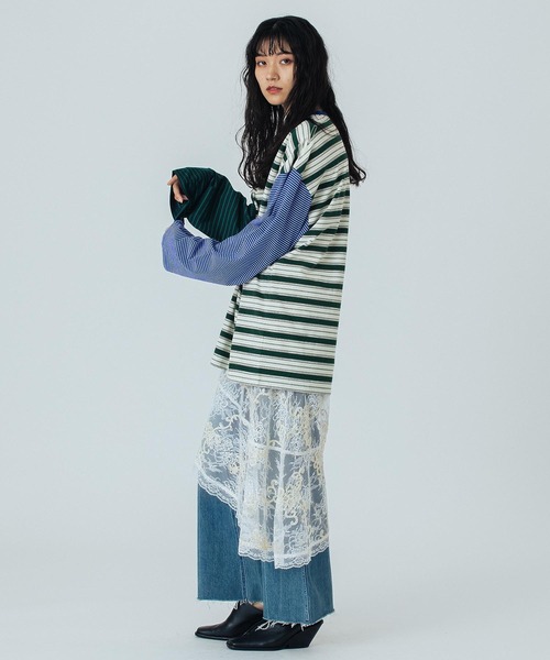 ROSE BUD（ローズバッド）の「(CREOLME)MULTI STRIPE L/S TEE（Tシャツ/カットソー・レディース・ネイビー/ピンク・ONE SIZE）」の12枚目の写真