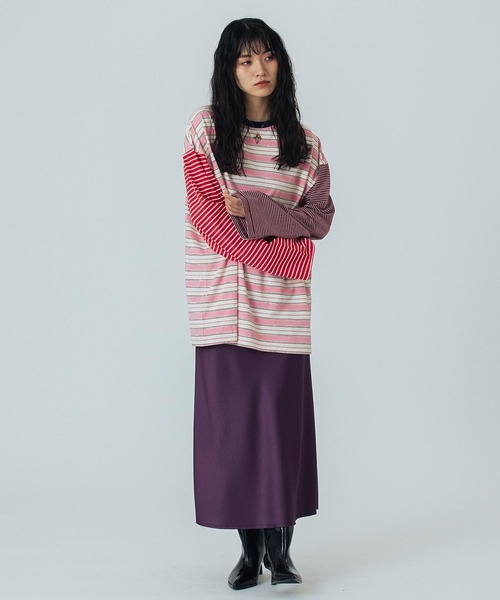 ROSE BUD（ローズバッド）の「(CREOLME)MULTI STRIPE L/S TEE（Tシャツ/カットソー・レディース・ネイビー/ピンク・ONE SIZE）」の15枚目の写真