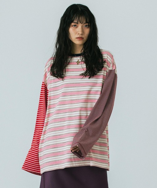 ROSE BUD（ローズバッド）の「(CREOLME)MULTI STRIPE L/S TEE（Tシャツ/カットソー・レディース・ネイビー/ピンク・ONE SIZE）」の16枚目の写真