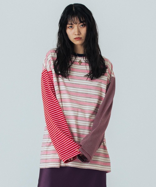 ROSE BUD（ローズバッド）の「(CREOLME)MULTI STRIPE L/S TEE（Tシャツ/カットソー・レディース・ネイビー/ピンク・ONE SIZE）」の17枚目の写真