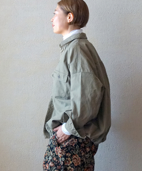 バックサテンCPOシャツブルゾン