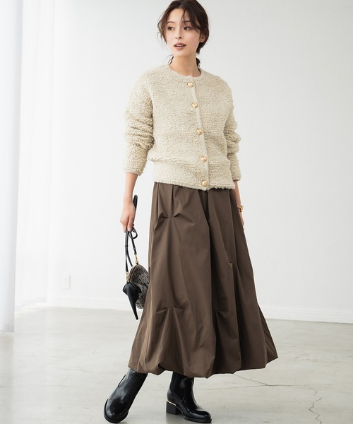 ELFRANK(エルフランク)の「ランダムタック ミモレ丈 バルーンスカート(スカート・レディース・ベージュ/ブラック/グレー/ホワイト/ブラウン・FREE)」の17枚目の写真