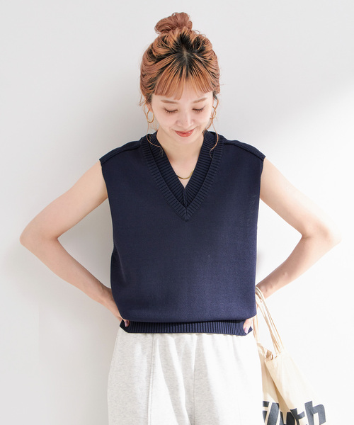 手洗い可 / Vネックニットベスト（ベスト）｜B.C STOCK（ベー