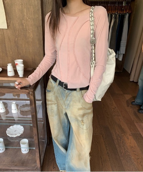 shyam inspiration(シャムインスピレーション)の「バックレース メッシュ メロウトップス(Tシャツ/カットソー・レディース・ピンク・S/M)」の3枚目の写真