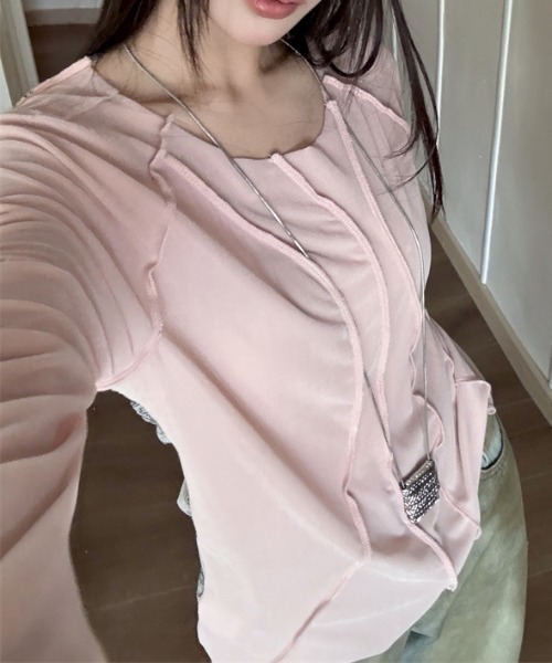 shyam inspiration(シャムインスピレーション)の「バックレース メッシュ メロウトップス(Tシャツ/カットソー・レディース・ピンク・S/M)」の18枚目の写真