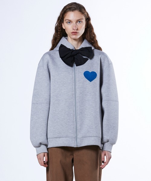 DOUBLE STANDARD CLOTHING（ダブルスタンダードクロージング）の「ハートワッペンジップパーカー（パーカー・レディース・ブラック/グレー・FREE）」の5枚目の写真