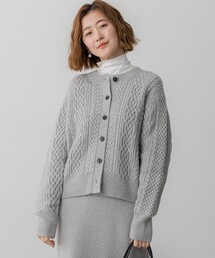 カシミヤブレンド ケーブルニットカーディガン