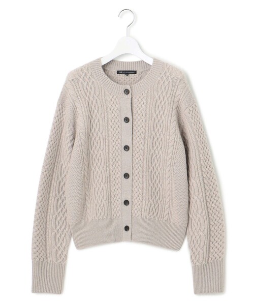セール】【洗える】カシミヤブレンド ケーブルニットカーディガン