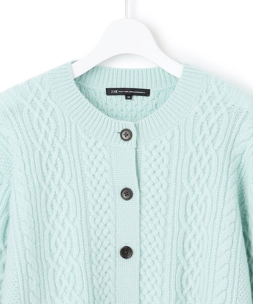 セール】【洗える】カシミヤブレンド ケーブルニットカーディガン