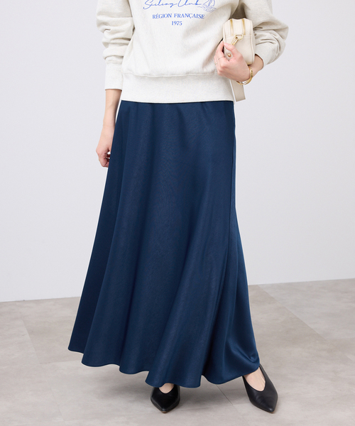 WEB限定カラー有り/追加》グロッシーサテンフレアスカート（スカート