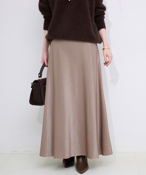 WEB限定カラー有り/追加》グロッシーサテンフレアスカート（スカート