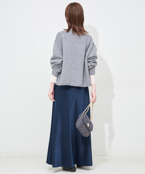 WEB限定カラー有り/追加》グロッシーサテンフレアスカート（スカート