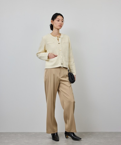 ROPE'(ロペ)の「ニットフリンジジャケット(ノーカラージャケット・レディース・ネイビー/キナリ・36/38)」の19枚目の写真