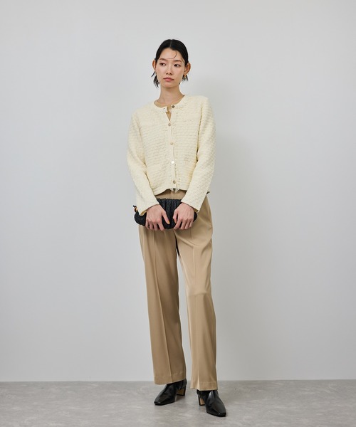 ROPE'(ロペ)の「ニットフリンジジャケット(ノーカラージャケット・レディース・ネイビー/キナリ・36/38)」の20枚目の写真