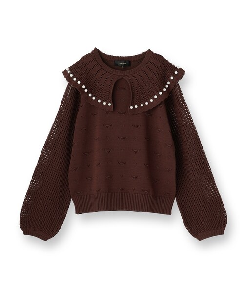Sunauna(スーナウーナ)の「透かしパール調ニット(ニット/セーター・レディース・ブラック/オフホワイト/ダークウッド・38/40)」の4枚目の写真