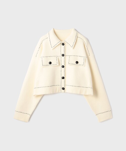 Diagram（ダイアグラム）の「ステッチニットジャケット（ニット/セーター・レディース・レッド/キナリ/ブラック・36）」の8枚目の写真