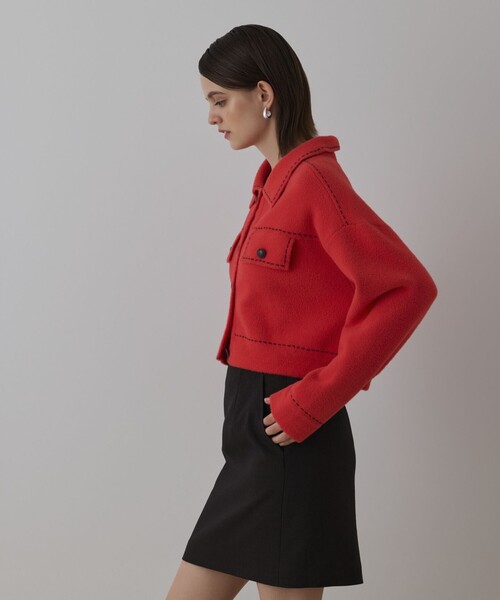 Diagram（ダイアグラム）の「ステッチニットジャケット（ニット/セーター・レディース・レッド/キナリ/ブラック・36）」の12枚目の写真