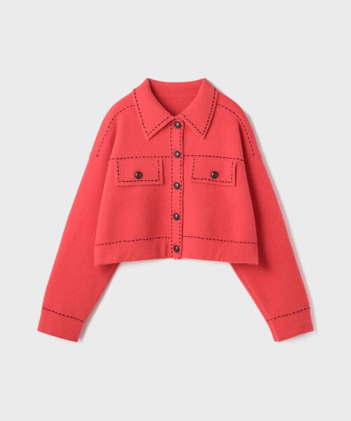 Diagram（ダイアグラム）の「ステッチニットジャケット（ニット/セーター・レディース・レッド/キナリ/ブラック・36）」の17枚目の写真