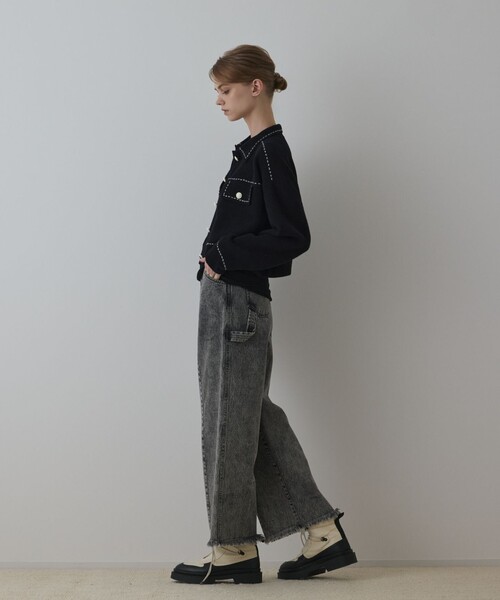 Diagram（ダイアグラム）の「ステッチニットジャケット（ニット/セーター・レディース・レッド/キナリ/ブラック・36）」の19枚目の写真