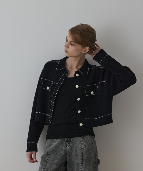 Diagram（ダイアグラム）の「ステッチニットジャケット（ニット/セーター・レディース・レッド/キナリ/ブラック・36）」の21枚目の写真