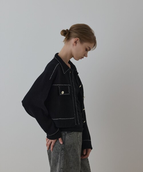 Diagram（ダイアグラム）の「ステッチニットジャケット（ニット/セーター・レディース・レッド/キナリ/ブラック・36）」の22枚目の写真