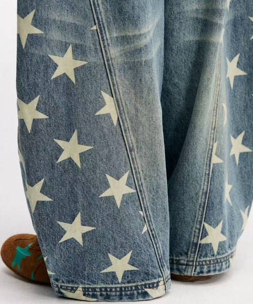 AsRiRe（アスリレイ）の「星柄サイドラインバギーデニム（デニムパンツ・レディース・ブルー・S/M/L）」の9枚目の写真