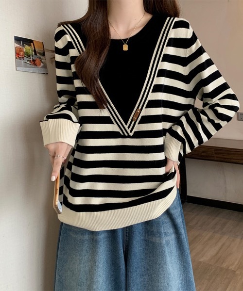 Doux Belle(ドゥーベル)の「レイヤード風ニットトップス(ニット/セーター・レディース・ブラック系その他/ブラック・FREE)」の11枚目の写真