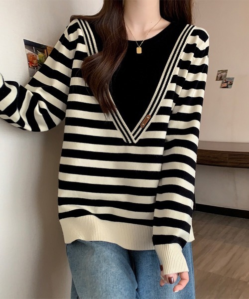 Doux Belle(ドゥーベル)の「レイヤード風ニットトップス(ニット/セーター・レディース・ブラック系その他/ブラック・FREE)」の12枚目の写真