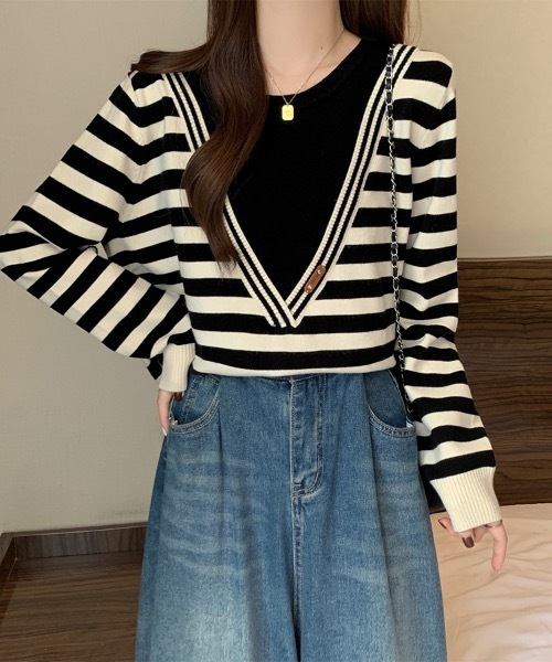 Doux Belle(ドゥーベル)の「レイヤード風ニットトップス(ニット/セーター・レディース・ブラック系その他/ブラック・FREE)」の13枚目の写真