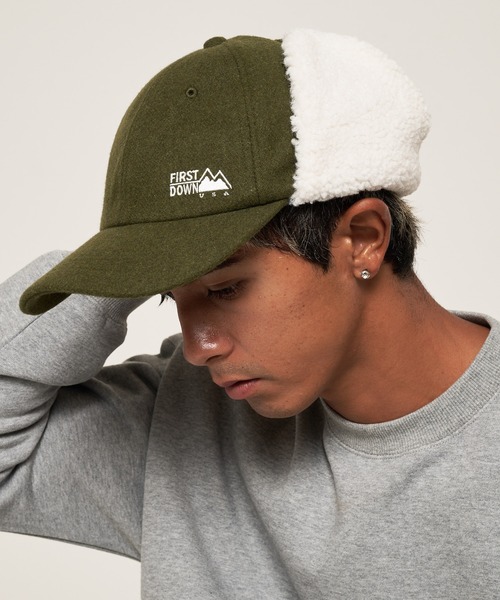 FIRST DOWN（ファーストダウン）の「メルトン フライトキャップ（キャップ・メンズ・カーキ/ブラック・F）」の2枚目の写真