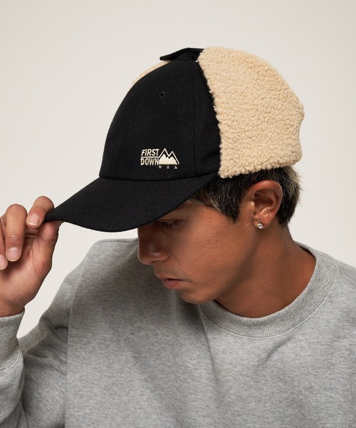 FIRST DOWN（ファーストダウン）の「メルトン フライトキャップ（キャップ・メンズ・カーキ/ブラック・F）」の3枚目の写真
