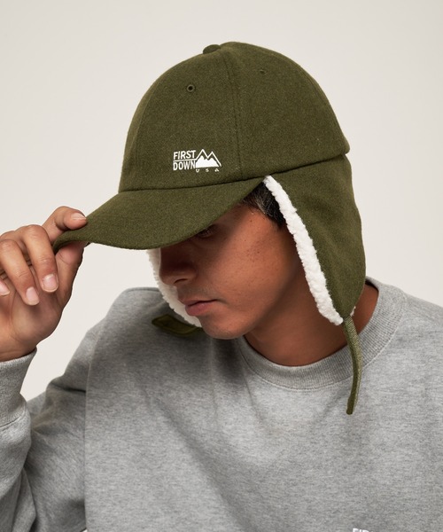 FIRST DOWN（ファーストダウン）の「メルトン フライトキャップ（キャップ・メンズ・カーキ/ブラック・F）」の5枚目の写真