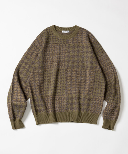 FREAK'S STORE(フリークスストア)の「リラックスフィット パッチワーク ジャカードチェック クルーネックニット プルオーバー(ニット/セーター・メンズ・オリーブ/チャコールグレー・LARGE/MEDIUM)」の12枚目の写真