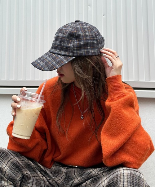 DOUBLE NAME（ダブルネーム）の「【m:rex】ミニ恐竜ワッペンチェックキャップ（キャップ・レディース・ライトグレー/ブラック・FREE）」の2枚目の写真