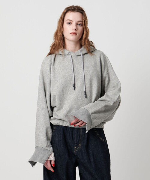 ASTRAET（アストラット）の「＜ASTRAET＞ ウラケ ソデジップ プルオーバーパーカー（パーカー・レディース・ブラック/ライトグレー・FREE）」の8枚目の写真