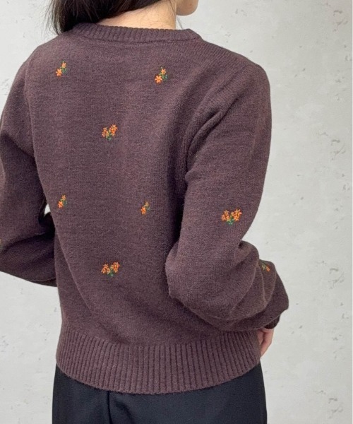 Per sist ence(パーシエンス)の「アルパカタッチフラワー刺繍カーディガン(カーディガン/ボレロ・レディース・ブラウン/ネイビー/チャコールグレー・ONE SIZE)」の10枚目の写真