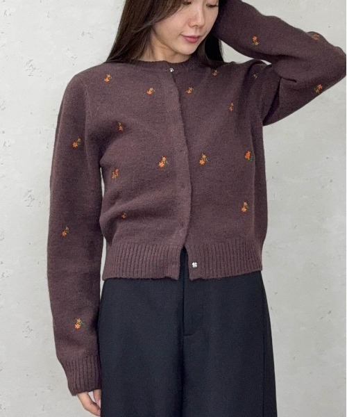 Per sist ence(パーシエンス)の「アルパカタッチフラワー刺繍カーディガン(カーディガン/ボレロ・レディース・ブラウン/ネイビー/チャコールグレー・ONE SIZE)」の14枚目の写真