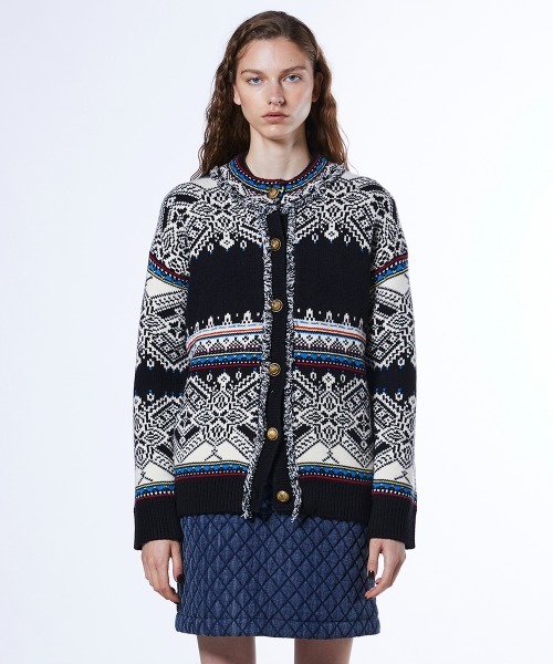 DOUBLE STANDARD CLOTHING（ダブルスタンダードクロージング）の「ノルディックハイネックガウン（ニット/セーター・レディース・ブラック/アイボリー・FREE）」の2枚目の写真