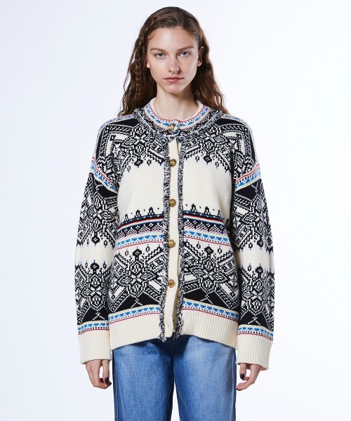 DOUBLE STANDARD CLOTHING（ダブルスタンダードクロージング）の「ノルディックハイネックガウン（ニット/セーター・レディース・ブラック/アイボリー・FREE）」の4枚目の写真