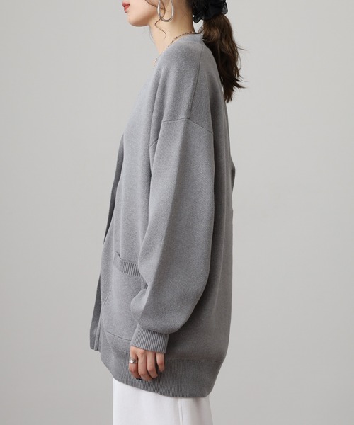 OMNES（オムネス）の「スウェットライクニットVネック長袖カーディガン（カーディガン/ボレロ・レディース・ブラック/モカ/グレー・FREE）」の19枚目の写真